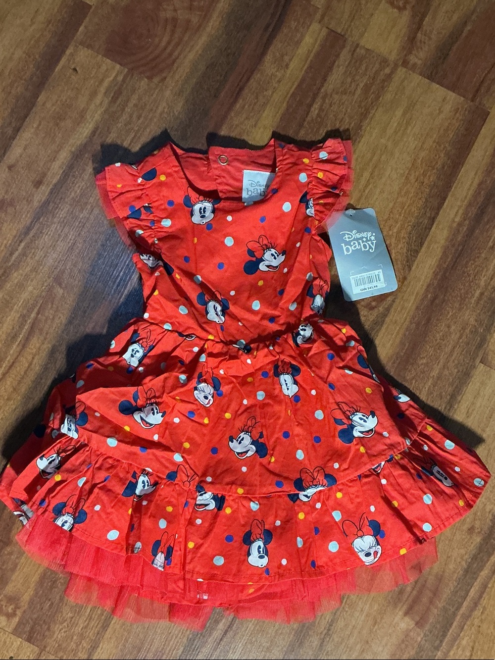 Disney Red Minnie Mouse Tiered Ruffle Dress baby girls nwt sz 6 9 months